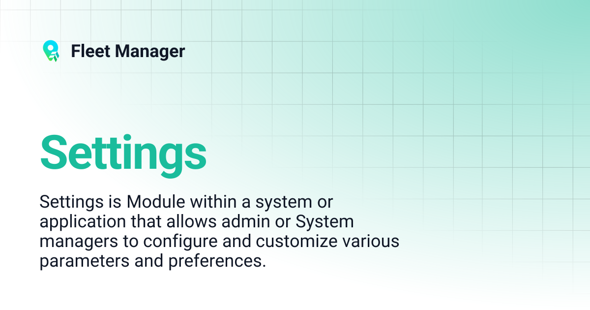Settings | Fleet Manager
